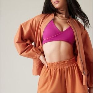 Athleta X Alicia Keys Enlighten Up Linen-Blend Bomber Jacket 2X